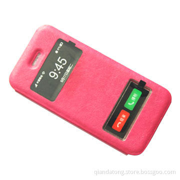 PU Leather Case for iPhone 5/5S with Window Opened, Made of PU Material